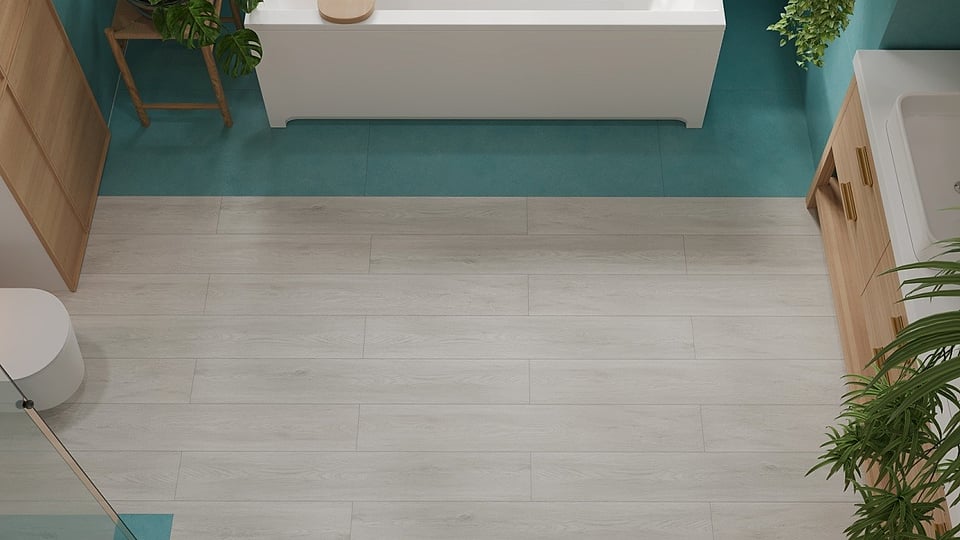 Пол Alpine Floor в ванной комнате крупным планом